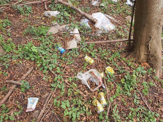 지난달 26일 중국 동탄의 중국 철갑상어 보호구역에 쓰레기들이 버려져 있다. 진창일 기자