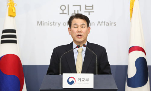 정은보 방위비분담협상 대사가 19일 서울 도렴동 외교부청사에서 한미 방위비분담 협상 관련 브리핑을 하고 있다. 뉴스1