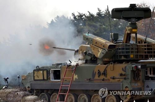 한국 육군의 비호복합 사격 훈련 장면. [육군 제공=연합뉴스]