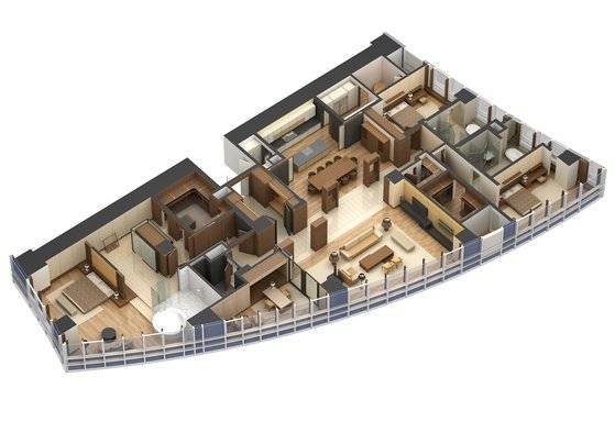 해운대아이파크 펜트하우스 평면도. 조망권이 극대화되도록 설계했다.