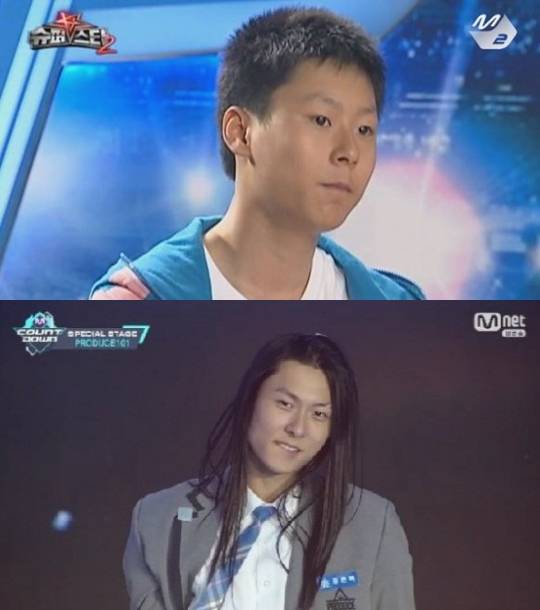 ▲ 엠넷 '슈퍼스타K2'(위)와 '프로듀스101 시즌 2'(아래)에 참가한 장문복. 방송화면 캡처