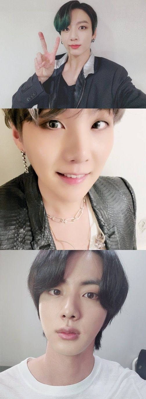 그룹 방탄소년단의 멤버 정국, 슈가, 진/사진=방탄소년단 공식 트위터 캡쳐