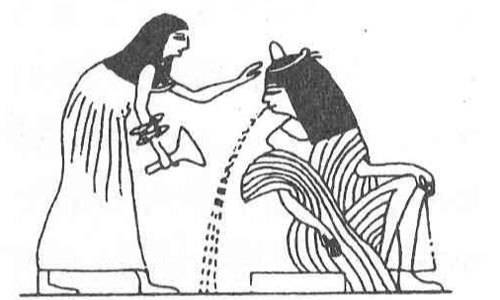 이집트 테베의 무덤 내 벽화. 과음으로 맥주를 토하는 여성의 모습이다.