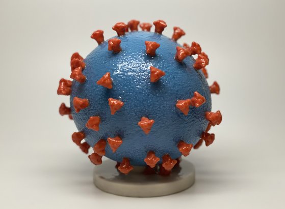 미국 국립보건원이 3D 프린터로 구현한 신종 코로나바이러스 입자.［EPA=연합뉴스］