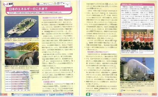 동경서적은 조선인 강제동원과는 무관한 '일본의 에너지 역사' 부분에 세계문화유산으로 등재된 군함도(왼쪽 윗부분) 사진을 넣었다.