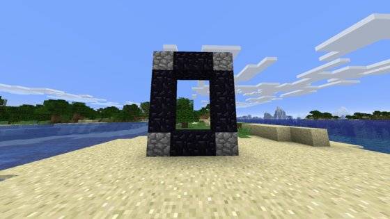 최소 10개의 흑요석으로 직사각형 모양을 만들고 라이터로 불을 붙이면 네더로 갈 수 있는 네더포털이 작동된다.