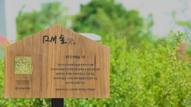 RM의 팬들은 한강의 자연성 회복과 미세먼지 저감을 위해 'RM숲'을 조성했다. 평소 환경에 많은 관심을 보이는 RM의 생일을 맞이해서다. ⓒ서울환경연합