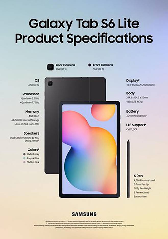 삼성전자가 지난 1월 17일 공개한 갤럭시 탭 S6 라이트