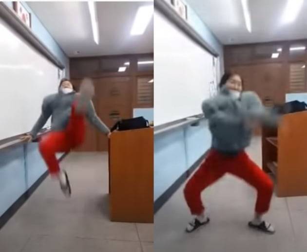 '깡' 커버댄스를 선보여 화제가 된 여고생 호박전시현. /사진=유튜브 호박전시현