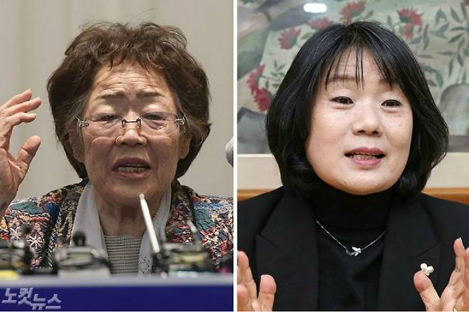 좌측부터 이용수 할머니, 더불어민주당 윤미향 국회의원 당선인. (사진=이한형 기자/연합뉴스)