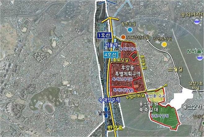 후암동 특별계획구역, 용산공원 북측일대 위치도 (자료=용산구 제공)