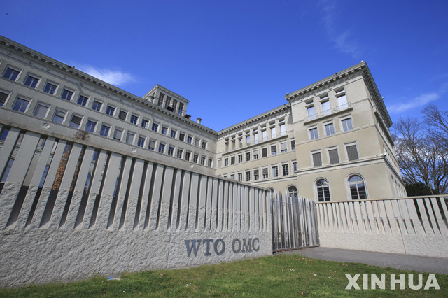 [제네바=신화/뉴시스]스위스 제네바에 위치한 세계무역기구(WTO) 본부의 모습. 2018.04.12.