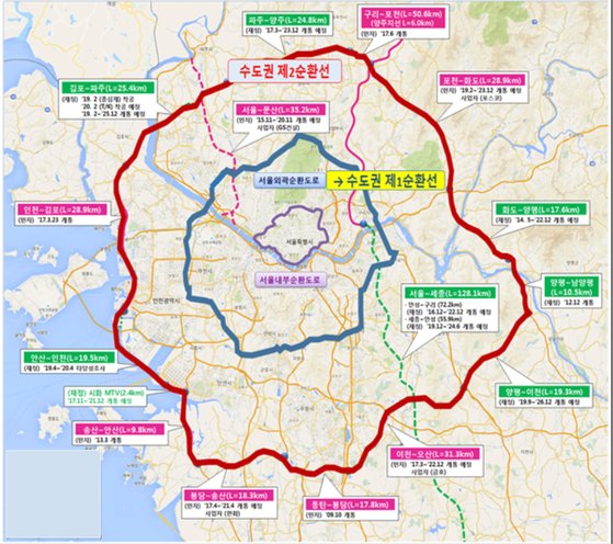9월부터 서울외곽순환선에서 수도권제1순환선으로 바뀐다. 국토부