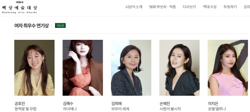 2020 백상예술대상 TV부문 여자 최우수연기상 후보. 출처|백상예술대상 홈페이지
