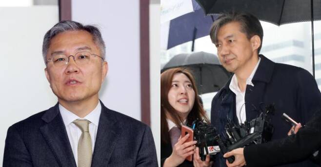 최강욱 열린민주당 대표와 조국 전 법무부 장관. 경향신문 자료사진