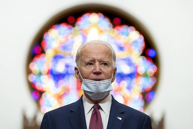 1일(현지시간) 델라웨어주 윌밍턴의 한 교회를 방문한 조 바이든 전 부통령/사진=AFP