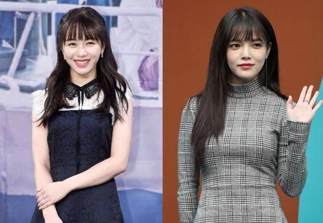 그룹 AOA 출신 배우 권민아(왼쪽)의 폭로로 지민이 AOA에서 탈퇴했다. 한국일보 DB