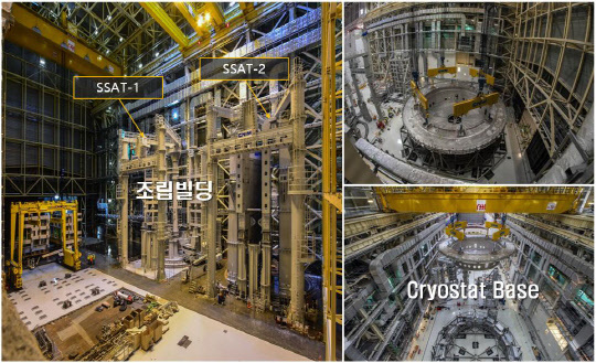 ITER 토카막 주장치의 조립동 내부. 국내에서 개발한 SSAT-1, SSAT-2가 우리나라가 자체 개발, 제작해 ITER 국제지구에 조달한 '섹터부조립장비' 모습



핵융합연 제공