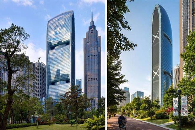 빌딩풍을 고려, 건물 안에 '풍혈(바람 구멍)'을 2곳에 둔 중국 광저우의 '펄 리버 타워'. /해운대구 제공