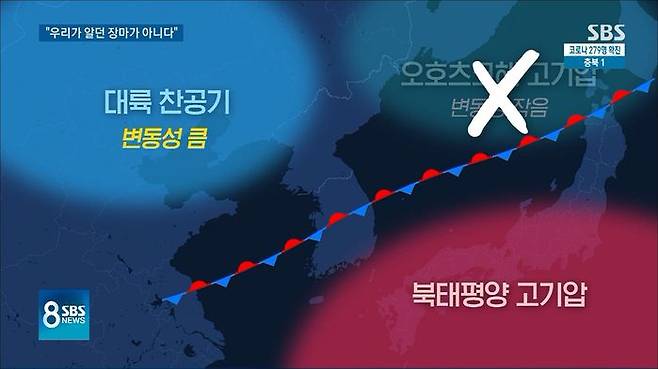 올 여름 장마 기압계 특성 (사진=SBS 8뉴스 中)