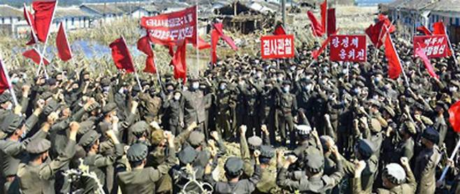 마스크 쓴 북한 인민군(사진=연합뉴스)