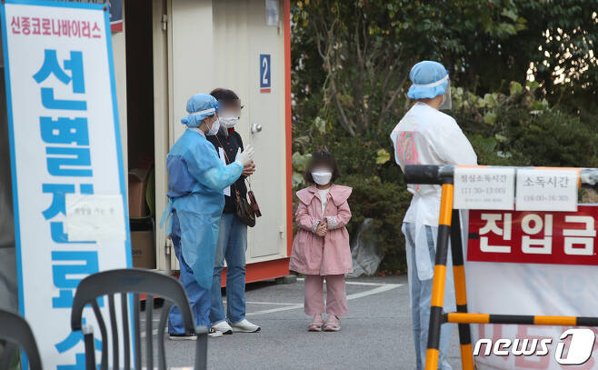 14일 부산 북구보건소 선별진료소를 찾은 시민들이 신종코로나 바이러스 감염증(코로나19) 검사를 받고 있다. /뉴스1 © News1 여주연 기자