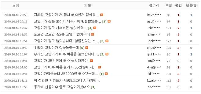 네이버의 빅히트 종목게시판