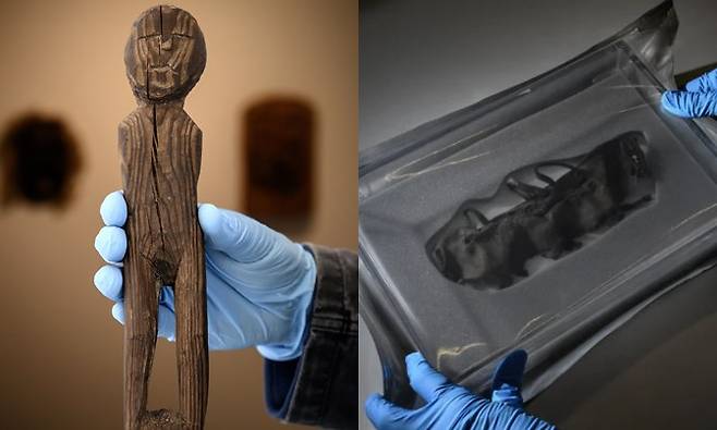 과거 알프스 지역에서 발견된 수천년 전 인형과 신발. 사진=AFP 연합뉴스