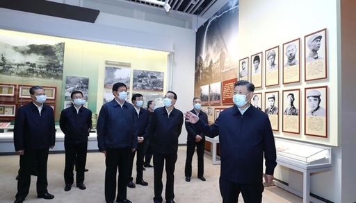 항미원조 70주년 기념전에 참석한 시진핑 중국 국가 주석. 신화망 캡처