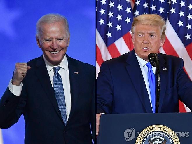 조 바이든 민주당 대선후보(왼쪽)와 도널드 트럼프 미국 대통령(오른쪽). [AFP=연합뉴스 자료사진]