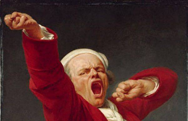 프랑스 화가 조셉 뒤크레의 1783년 작 '자화상'. 동료나 가족이 하품을 하는 모습을 보면 뇌에서 공감을 담당하는 거울뉴런이 작동해 똑같이 따라 한다.