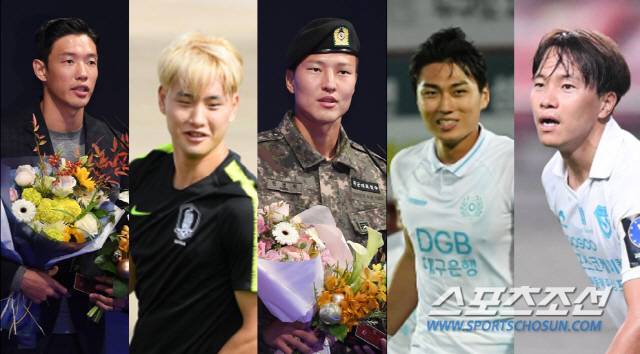 ◇왼쪽부터 홍정호 정승현 권경원 정태욱 김광석. 스포츠조선DB