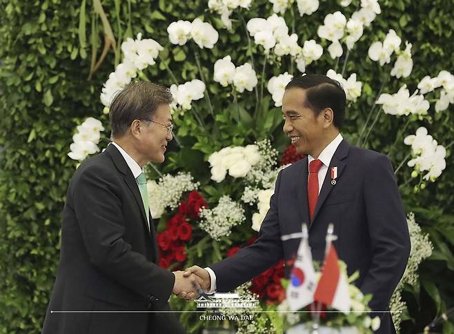 우리나라와 인도네시아는 지난 2017년 문재인 대통령의 인도네시아 국빈방문을 계기로 양국 관계를 ‘특별 전략적 동반자 관계’로 격상하기로 합의한 바 있다. 사진=대한민국 청와대