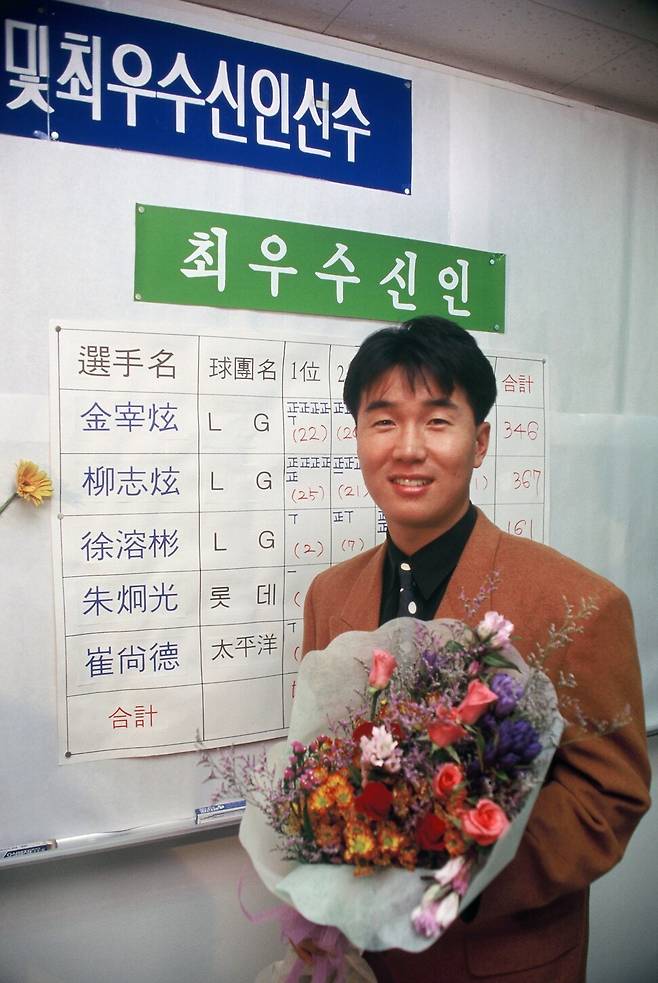 1994년 최우수신인선수상을 받은 류지현. LG 트윈스 제공
