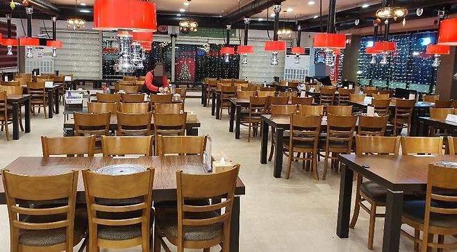 거리두기로 텅 빈 식당 [연합뉴스 자료사진]