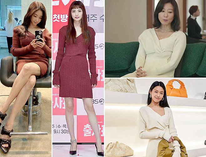 배우 김사랑, 나나, 김희애, 김설현 /사진=김사랑 인스타그램, 머니투데이 DB, JTBC '부부의 세계', 보테가 베네타 제공