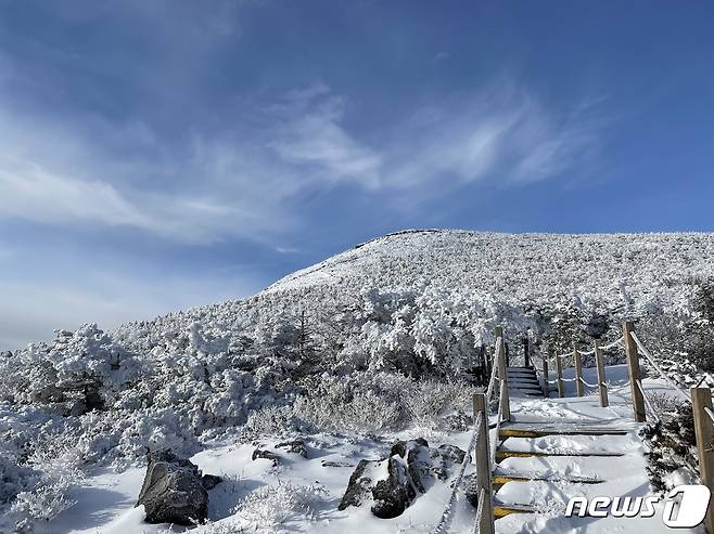 지난달 18일 제주 한라산에 눈이 쌓여 아름다운 설경을 자랑하고 있다.(독자 제공)2020.12.18 /뉴스1 © News1 오현지 기자