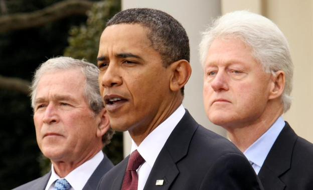 조지 W 부시, 버락 오바마, 빌 클린턴 전 미국 대통령. /로이터 연합뉴스