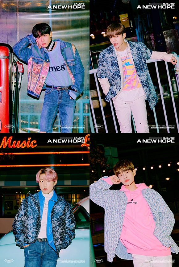 The group AB6IX (AB6IX) released a second concept photo of the repackaged album SALUTE: A NEW HAPE.Brand New Music unveiled the second concept photo of the third EP repackage album SALUTE: A NEW HAPE through the official SNS channels of AB6IX on the 7th, and AB6IX in the public photos showed a charm that was free with casual clothes matched with blue and white colors.The members of AB6IX in the group photo attracted attention with their four-color personality in the background of the retro sensibility. Among the personal photographs, Jeon Woong perfectly digested the blue-colored fashion with a fascinating pose, and Kim Dong-Hyun, who gave the point with a colorful blue-ton jacket, thrilled fans with a gentle smile.Also, Park Woo-jin leaning on a mint-colored car gave off a soft charm with a sultry look, while Lee Dae-hwi, wearing a vivid pink color hoodie, made her eyes unbroken for a moment with a confident pose.Following yesterdays first concept photo, which showed pure white visuals in the background of snowy forests, AB6IX, which showed sophisticated styling and energy full of color with the second concept photo of its new album SALUTE: A NEW HAPE released today, will show the remaining promotional contents sequentially until the comeback day and will further heighten expectations.Meanwhile, AB6IX (Jeon Woong, Kim Dong-Hyun, Park Woo-jin, Lee Dae-hwi)s third EP repackaged album SALUTE: A NEW HAPE will be released at 6 pm on the 18th, and is currently pre-sale through various online music sites.Photo: Brand New Music