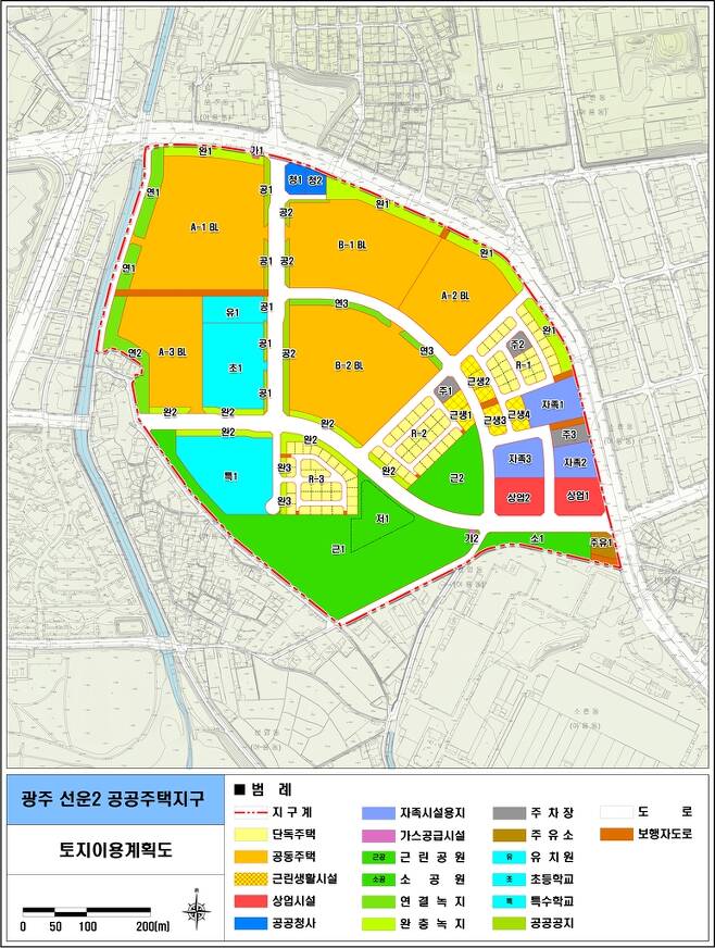 광주 선운2지구 토지이용계획도 [한국토지주택공사 제공. 재판매 및 DB 금지]