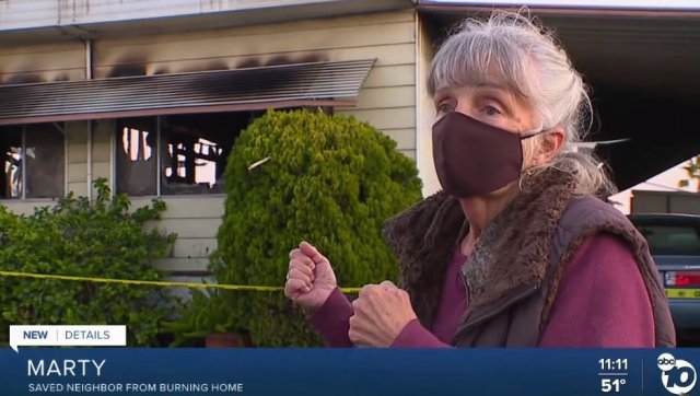 미국의 76세 마티 할머니는 불길 속으로 뛰어들어 이웃의 소중한 생명을 구해냈다. 사진출처 | ABC 10 News, YouTube