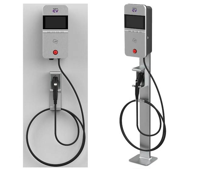 3월 국내 출시 예정인 휴맥스EV 완속충전기 제품.