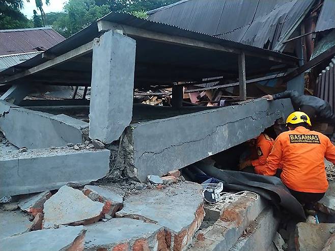 인도네시아 지진 피해 현장.