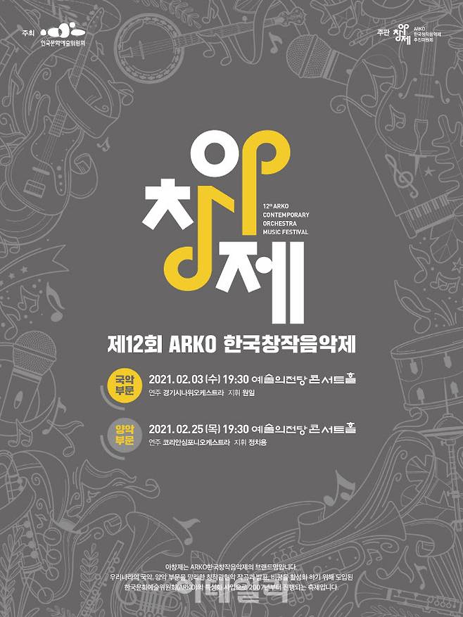 ‘제12회 아르코한국창작음악제’ 포스터(사진=한국문화예술위원회).