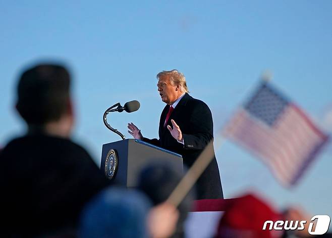 환송행사에서 연설하는 도널드 트럼프 미국 대통령© AFP=뉴스1