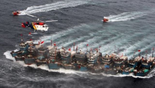 서해상에서 꽃게를 불법 포획하다 적발된 중국 어선들. 중부지방해양경찰청