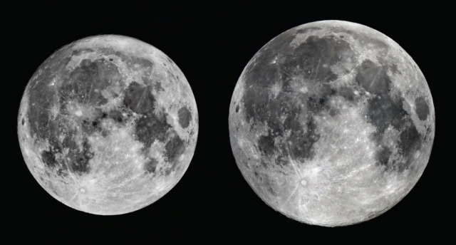올해 가장 작은 달과 가장 큰 보름달 크기 비교.[한국천문연구원 제공]