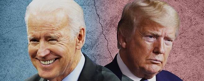 US President Joe Biden and Former President Donald Trump. (graphic by Jeon Bo-ram)