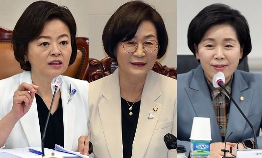 왼쪽부터 진선미 의원, 김상희 국회부의장, 양향자 의원.