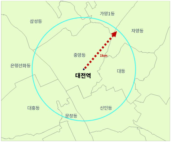 대전역 역세권 분포 /국토연구원